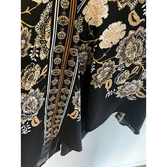 Rose & Olive Womens XL Blouse Tunic Top Black V Neck Flowy Dolman Oversize Boho - Picture 4 of 6